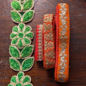Vintage Indian Sewing Trims with Gold Embroidery